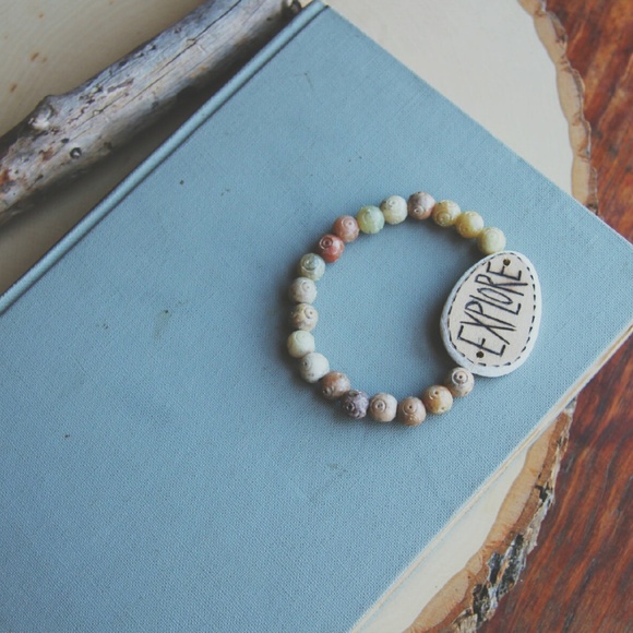 Explore ~ a handmade boho stretch bracelet. - Picture 3 of 4